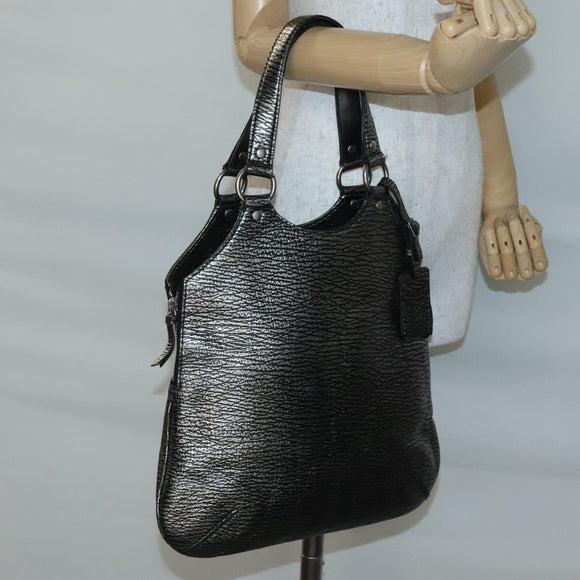 SAINT LAURENT Metropolis Shoulder Bag Leather Silver Auth am8965