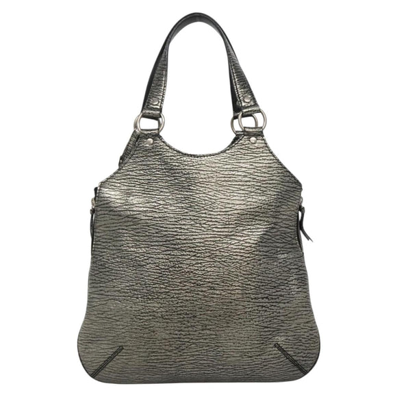 SAINT LAURENT Metropolis Shoulder Bag Leather Silver Auth am8965