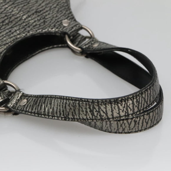 SAINT LAURENT Metropolis Shoulder Bag Leather Silver Auth am8965