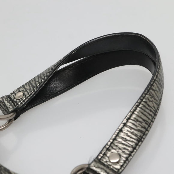 SAINT LAURENT Metropolis Shoulder Bag Leather Silver Auth am8965