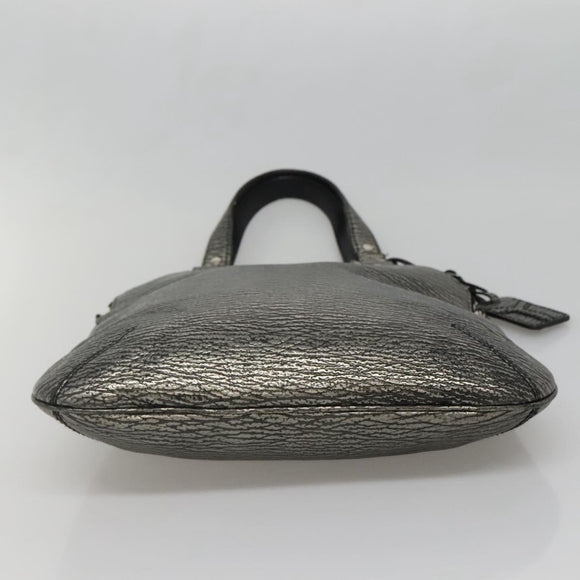 SAINT LAURENT Metropolis Shoulder Bag Leather Silver Auth am8965