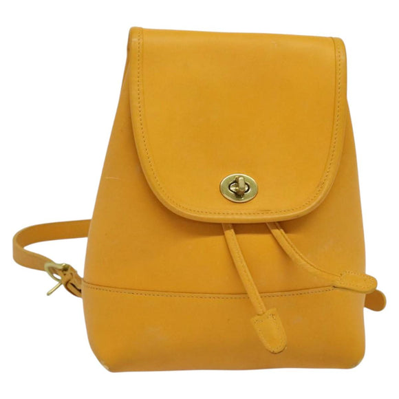 Coach Backpack Leather Yellow Auth am8967