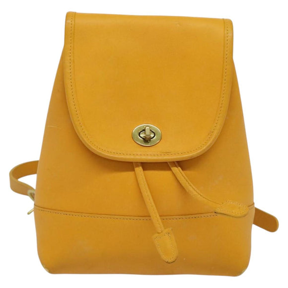 Coach Backpack Leather Yellow Auth am8967