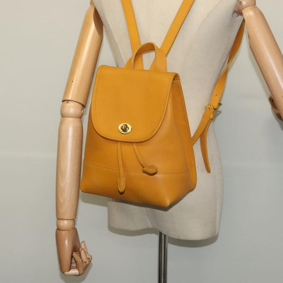Coach Backpack Leather Yellow Auth am8967
