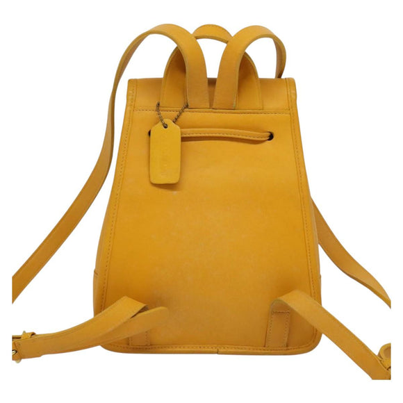 Coach Backpack Leather Yellow Auth am8967