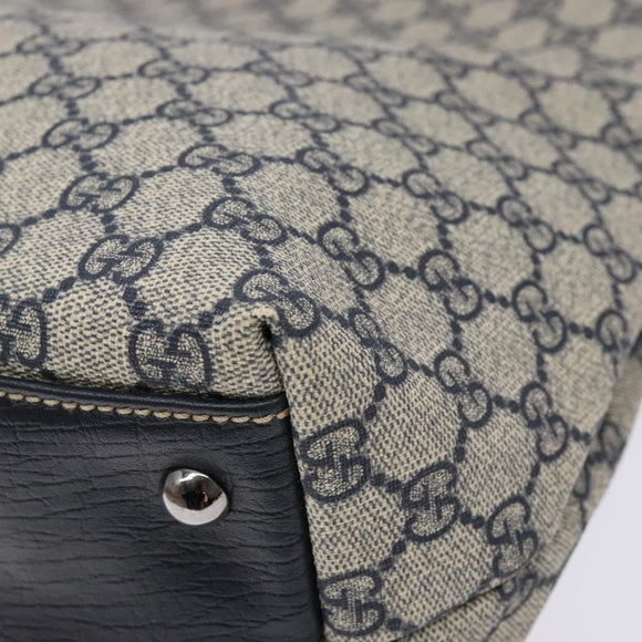 GUCCI GG Supreme Tote Bag PVC Navy Silver 131220 Auth am8978