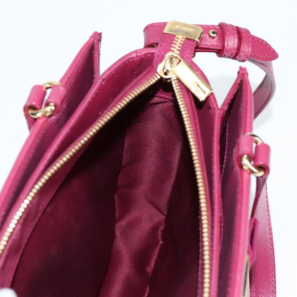 Salvatore Ferragamo Vala Hand Bag Leather 2way Purple Gold Auth am8981V