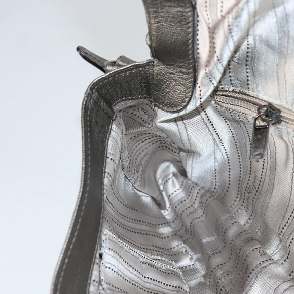 Salvatore Ferragamo Vala Shoulder Bag Leather Silver Auth am8982V