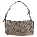 Salvatore Ferragamo Vala Shoulder Bag Leather Silver Auth am8982V-13