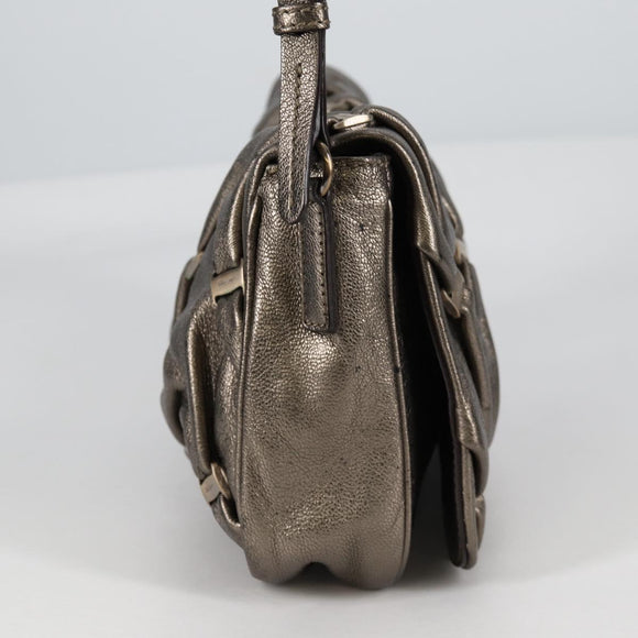 Salvatore Ferragamo Vala Shoulder Bag Leather Silver Auth am8982V