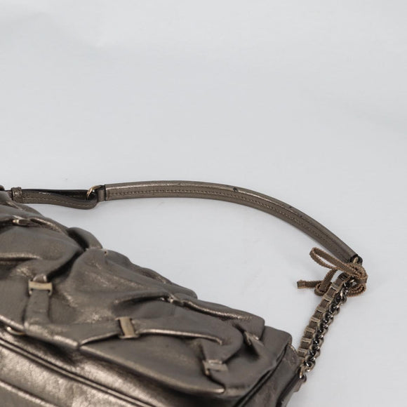Salvatore Ferragamo Vala Shoulder Bag Leather Silver Auth am8982V
