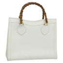 GUCCI Bamboo Hand Bag Leather White Gold 002 2865 0260 Auth am8992-1