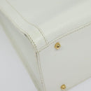 GUCCI Bamboo Hand Bag Leather White Gold 002 2865 0260 Auth am8992-10
