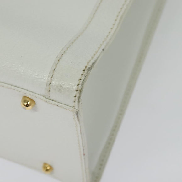 GUCCI Bamboo Hand Bag Leather White Gold 002 2865 0260 Auth am8992