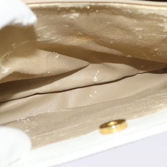 GUCCI Bamboo Hand Bag Leather White Gold 002 2865 0260 Auth am8992