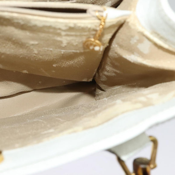 GUCCI Bamboo Hand Bag Leather White Gold 002 2865 0260 Auth am8992