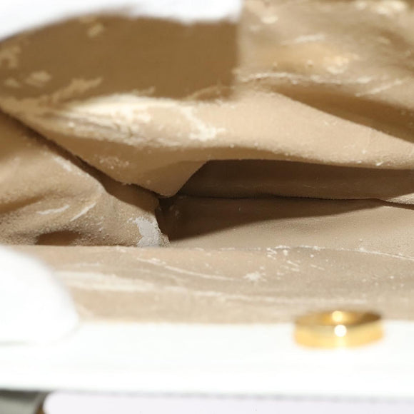 GUCCI Bamboo Hand Bag Leather White Gold 002 2865 0260 Auth am8992