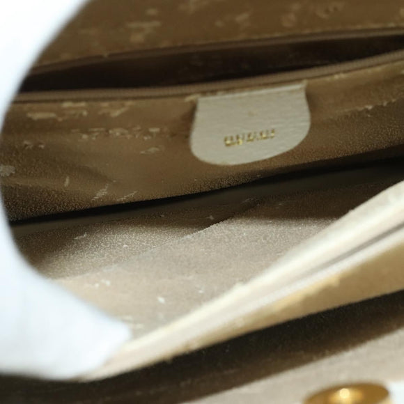 GUCCI Bamboo Hand Bag Leather White Gold 002 2865 0260 Auth am8992