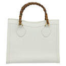 GUCCI Bamboo Hand Bag Leather White Gold 002 2865 0260 Auth am8992-2
