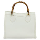 GUCCI Bamboo Hand Bag Leather White Gold 002 2865 0260 Auth am8992-3