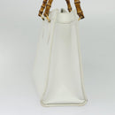 GUCCI Bamboo Hand Bag Leather White Gold 002 2865 0260 Auth am8992-4