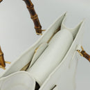 GUCCI Bamboo Hand Bag Leather White Gold 002 2865 0260 Auth am8992-6