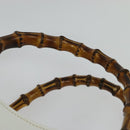 GUCCI Bamboo Hand Bag Leather White Gold 002 2865 0260 Auth am8992-8