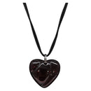 Baccarat Crystal Glass Heart Necklace Red Auth am8993-1