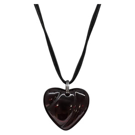 Baccarat Crystal Glass Heart Necklace Red Auth am8993