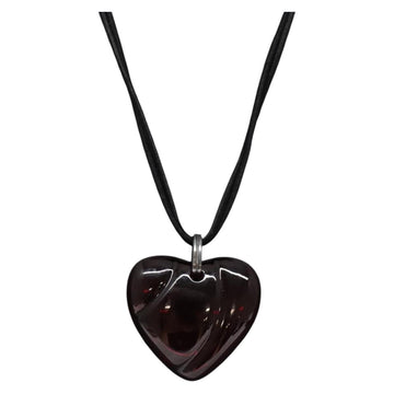 Baccarat Crystal Glass Heart Necklace Red Auth am8993