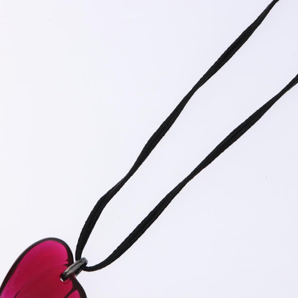 Baccarat Crystal Glass Heart Necklace Red Auth am8993