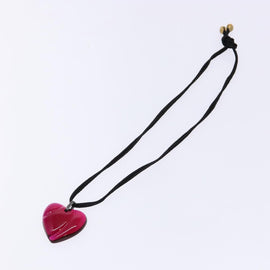 Baccarat Crystal Glass Heart Necklace Red Auth am8993 - 0