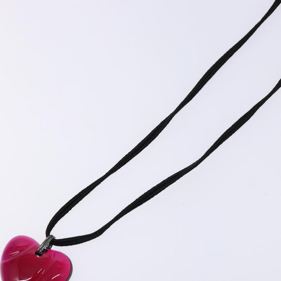 Baccarat Crystal Glass Heart Necklace Red Auth am8993