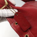 Coach Shoulder Bag Leather Red Gold Auth am8994-14