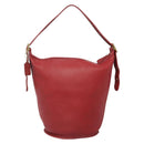 Coach Shoulder Bag Leather Red Gold Auth am8994-2
