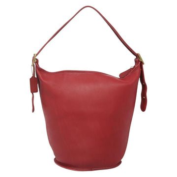 Coach Shoulder Bag Leather Red Gold Auth am8994 - 0