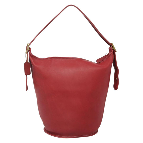 Coach Shoulder Bag Leather Red Gold Auth am8994