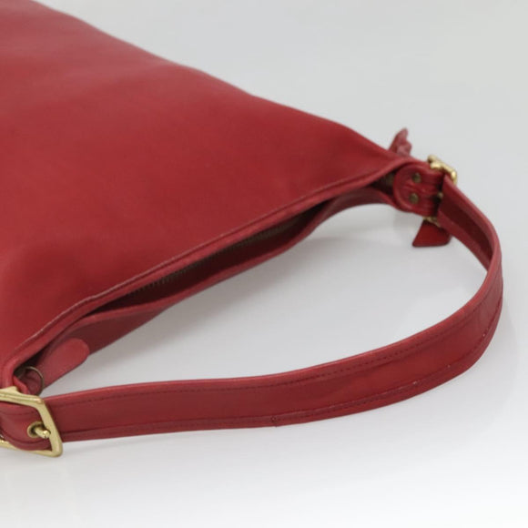 Coach Shoulder Bag Leather Red Gold Auth am8994