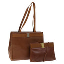Salvatore Ferragamo Vala Shoulder Bag Leather 2Set Brown Auth am8995-1