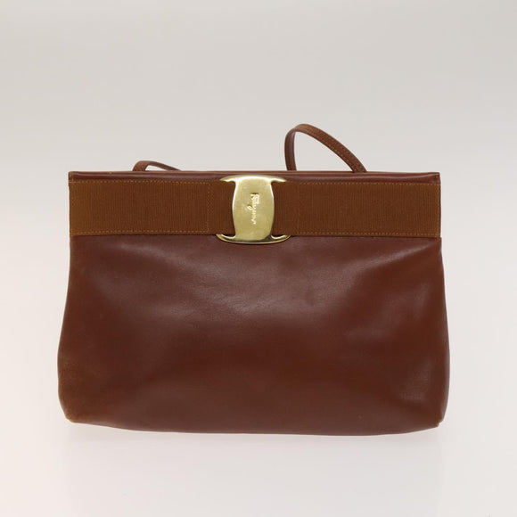 Salvatore Ferragamo Vala Shoulder Bag Leather 2 Set Brown Auth am8995