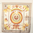 HERMES Carre 90 Scarf ""BRAZIL"" Silk Beige Auth am9005-13