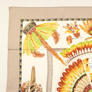 HERMES Carre 90 Scarf ""BRAZIL"" Silk Beige Auth am9005-2
