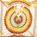 HERMES Carre 90 Scarf ""BRAZIL"" Silk Beige Auth am9005-6
