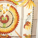HERMES Carre 90 Scarf ""BRAZIL"" Silk Beige Auth am9005-7