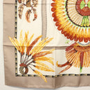 HERMES Carre 90 Scarf ""BRAZIL"" Silk Beige Auth am9005-8