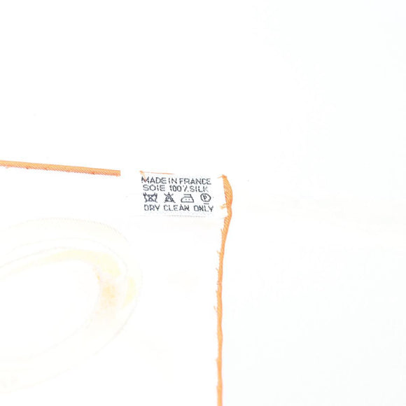 HERMES Carre 90 Scarf ""École Portugaise d'Art Équestre"" Silk Beige Auth am9006