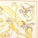 HERMES Carre 90 Scarf ""École Portugaise d'Art Équestre"" Silk Beige Auth am9006-4