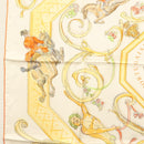 HERMES Carre 90 Scarf ""École Portugaise d'Art Équestre"" Silk Beige Auth am9006-5