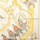 HERMES Carre 90 Scarf ""École Portugaise d'Art Équestre"" Silk Beige Auth am9006-7