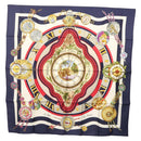 HERMES Carre 90 Scarf ""parmi les fleurs je compt"" Silk Navy Auth am9007-1